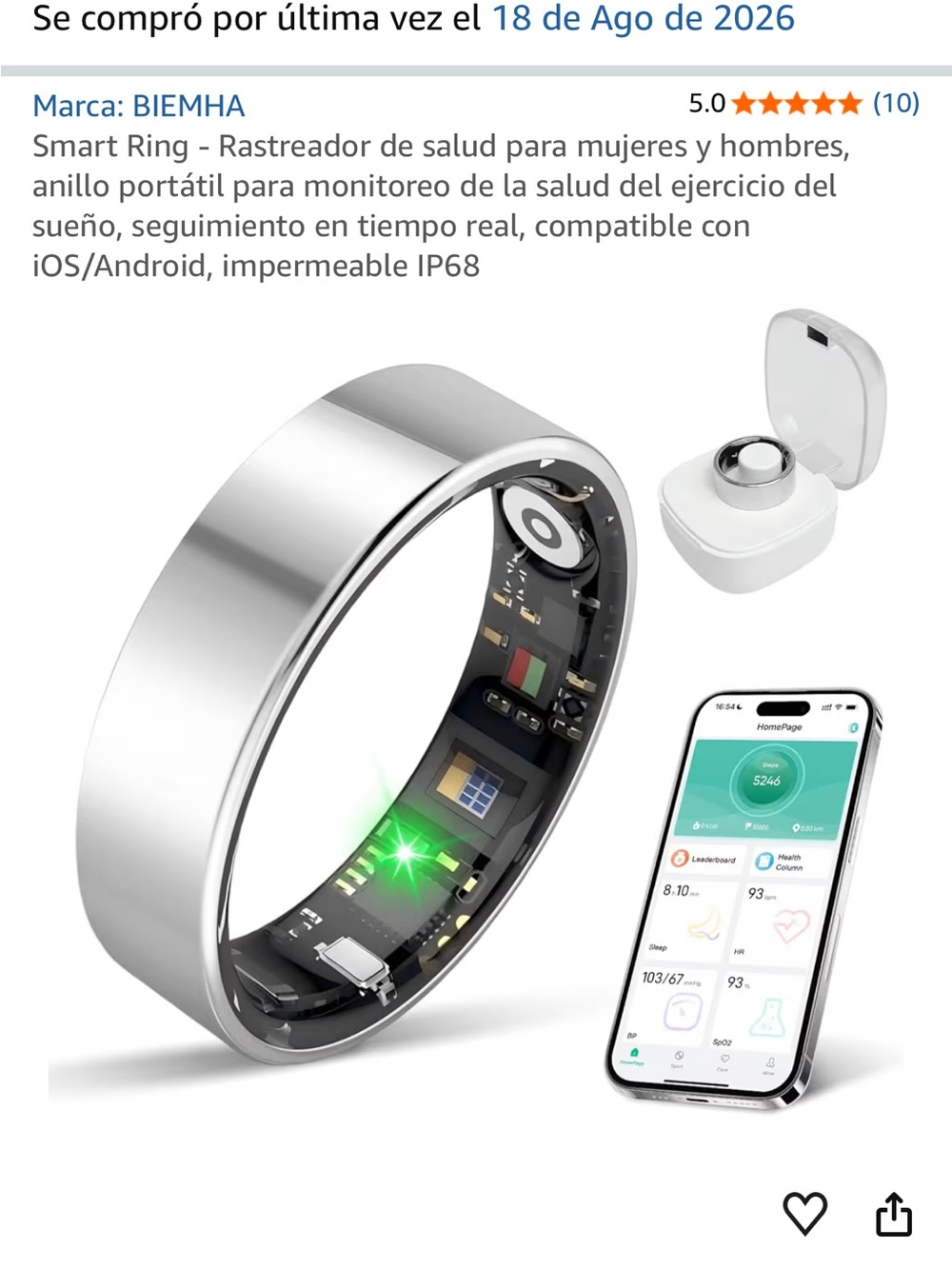 Smart Health Ring in Silver – Activity & Sleep Tracker